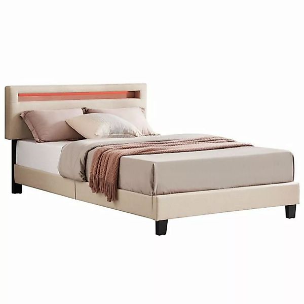 CARO-Möbel Polsterbett POWELL, Polsterbett 120x200 cm Bett mit LED Stoff be günstig online kaufen