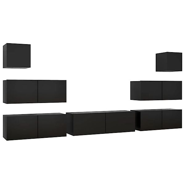 7-tlg. Tv-schrank-set Schwarz Spanplatte günstig online kaufen