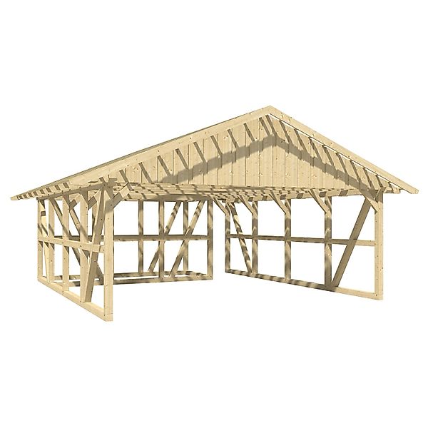 Skan Holz Carport Schwarzwald m. Dachlattung u. Abstellr. B 684 x 772 cm Na günstig online kaufen