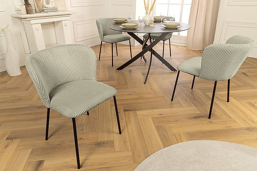 riess-ambiente Esszimmerstuhl LYON mint / schwarz · Polsterstuhl mit Cord-B günstig online kaufen