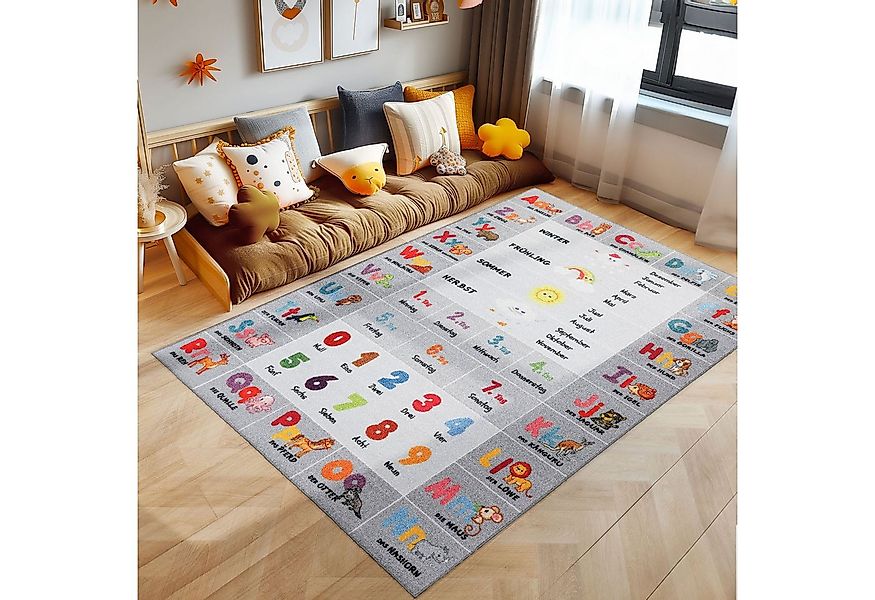 SIMPEX24 Teppich Alphabet Zahlen Tiere Design, Rechteckig, Höhe: 7 mm, Tepp günstig online kaufen