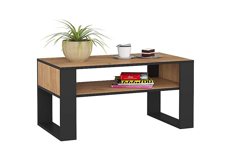 Milord Couchtisch Couchtisch Holz mit Regal 92x45x53cm Wohnzimmer Schlafzim günstig online kaufen