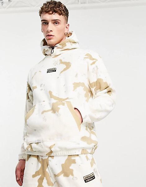 adidas Originals – RYV – Fleece-Kapuzenpullover mit Military-Muster in Beig günstig online kaufen
