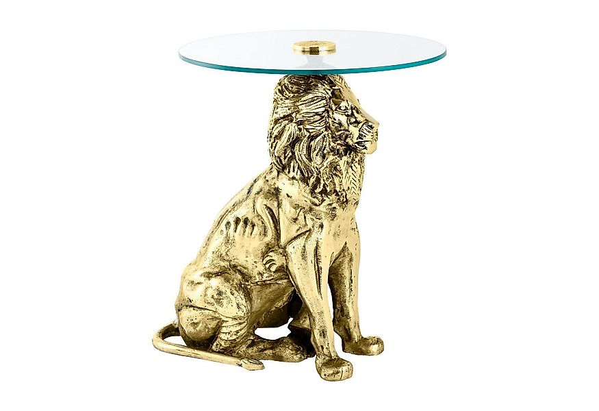 riess-ambiente Beistelltisch WILDLIFE LION 60cm gold antik / transparent · günstig online kaufen