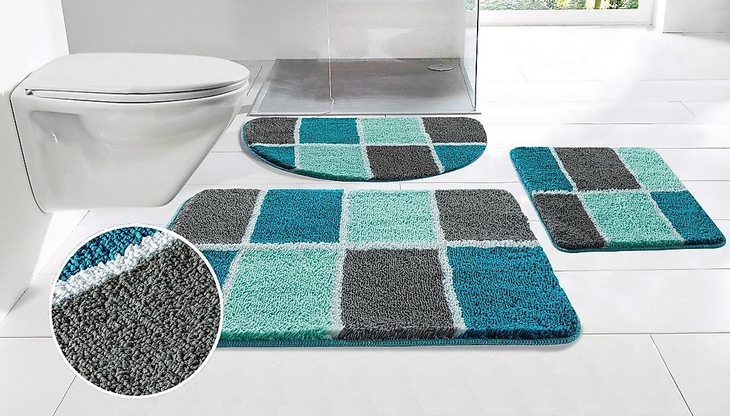 my home Badematte Anna mit Kachelmuster, Badvorleger, Badezimmer Teppich, D günstig online kaufen
