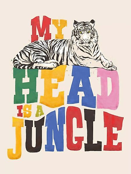 Poster / Leinwandbild - My Head Is A Jungle - Tiger Colorful Type günstig online kaufen