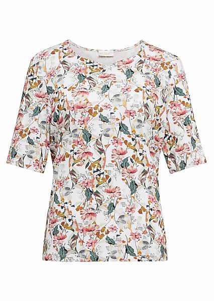 GOLDNER Kurzarmshirt "Schönes Druckshirt mit außergewöhnlichem Ausschnitt" günstig online kaufen