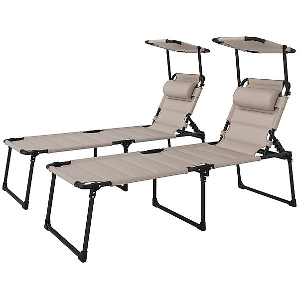 Outsunny Lot von 2 Sonnenliegen, klappbare Liegestühle mit verstellbaren me günstig online kaufen