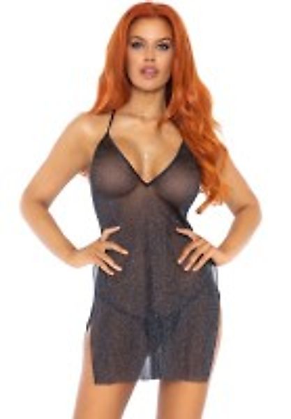 Schimmerndes Trägerkleid mit Y-förmigem Rückenausschnitt - Schwarz günstig online kaufen