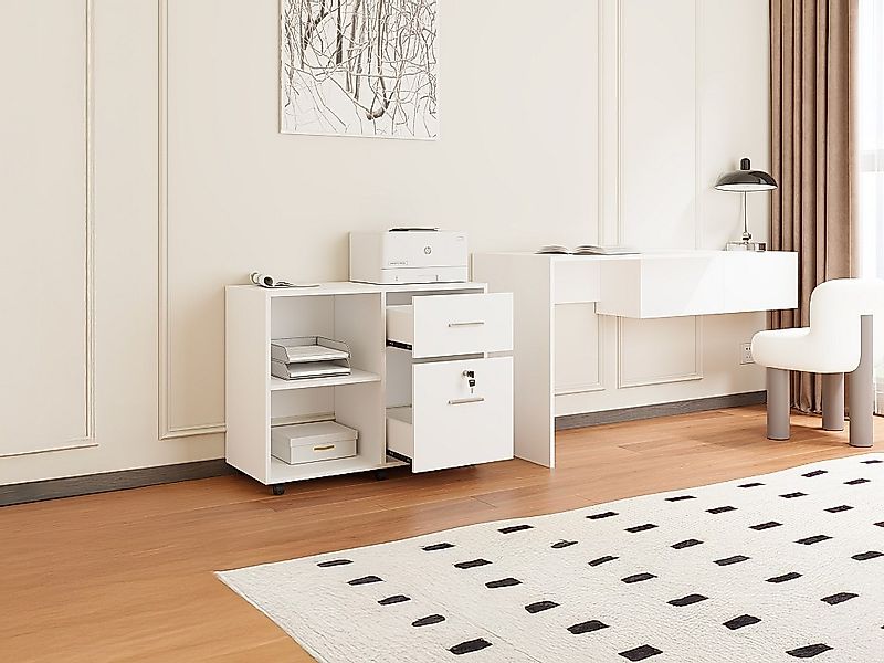 Büroschrank - 2 Schubladen - Weiß - NILIKO günstig online kaufen