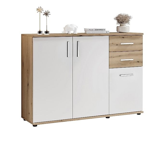 Bega Consult Sideboard 3 Türen, 2 Schubladen, eiche rustica Dekor/ weiß - 1 günstig online kaufen
