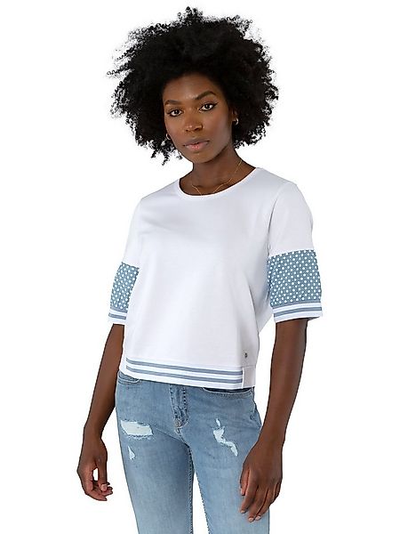 Gio Milano Sweatshirt G30-1104 mit modischem Jeansärmel und Pünktchen Jeans günstig online kaufen