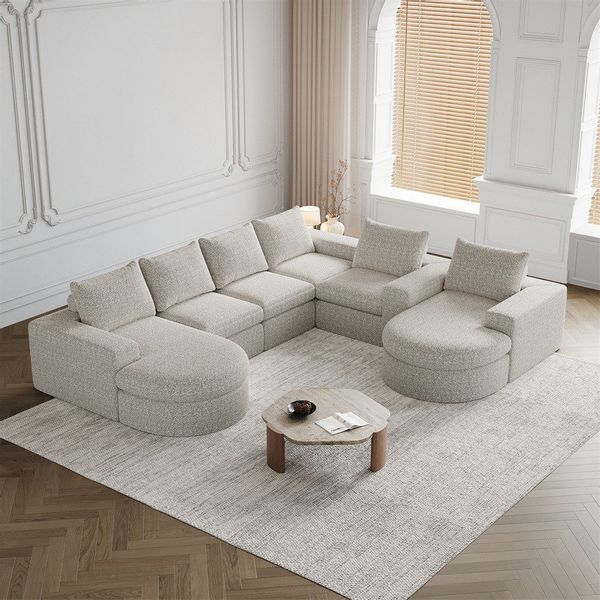 MODFU Sofa Modulares Chenille-Sofa mit Nackenkissen, günstig online kaufen