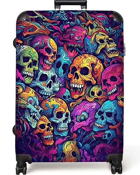 NoBoringSuitcases.com© Hartschalen-Trolley Totenkopf - Neon - günstig online kaufen