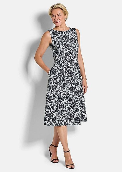 GOLDNER Sommerkleid Elegantes Jerseykleid mit Faltenrock Midikleid mit U-Bo günstig online kaufen