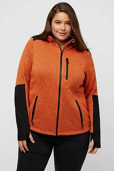 Ulla Popken Sweatjacke Fleecejacke Reflektordruck Kapuze Daumenloch günstig online kaufen