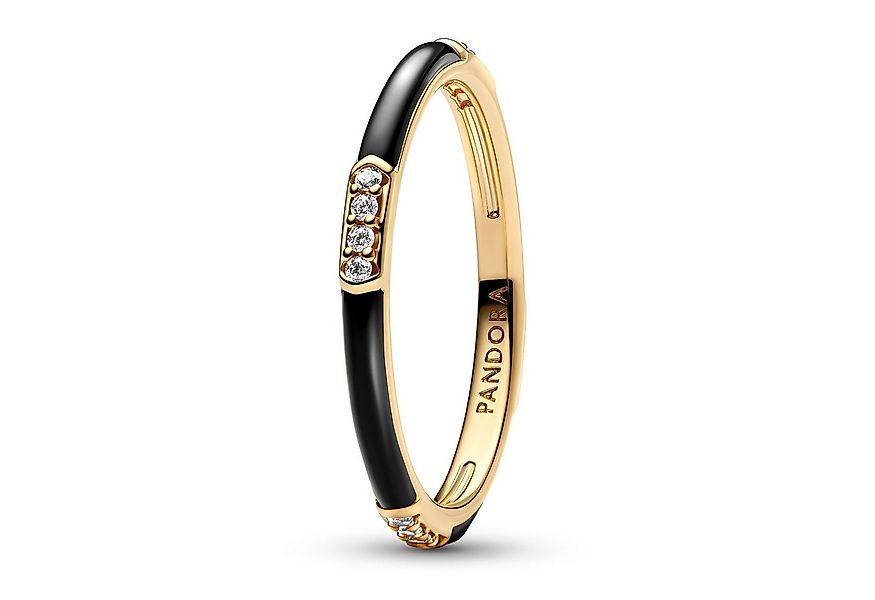 Pandora Fingerring DamenSchwarze Emaille und e Goldfarben günstig online kaufen
