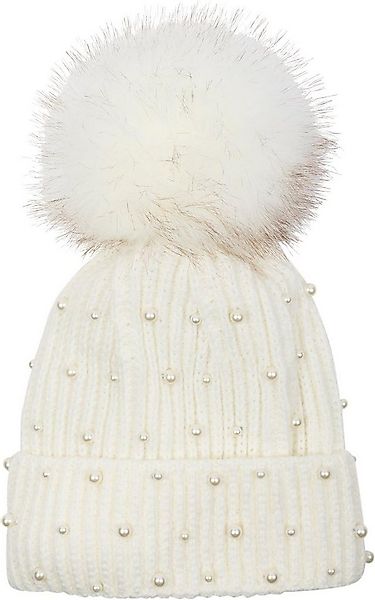 styleBREAKER Bommelmütze Strick Bommelmütze mit Perlen und Fleece Futter (1 günstig online kaufen
