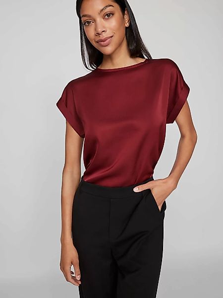 Vila T-Shirt Satin Blusen T-Shirt Kurzarm Basic Top Glänzend VIELLETTE 4599 günstig online kaufen