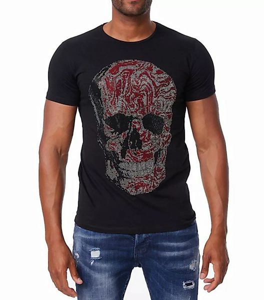 TRUENO T-Shirt Herren Totenkopf T-Shirt mit Strass Slim-Fit Sommer Shirt DH günstig online kaufen