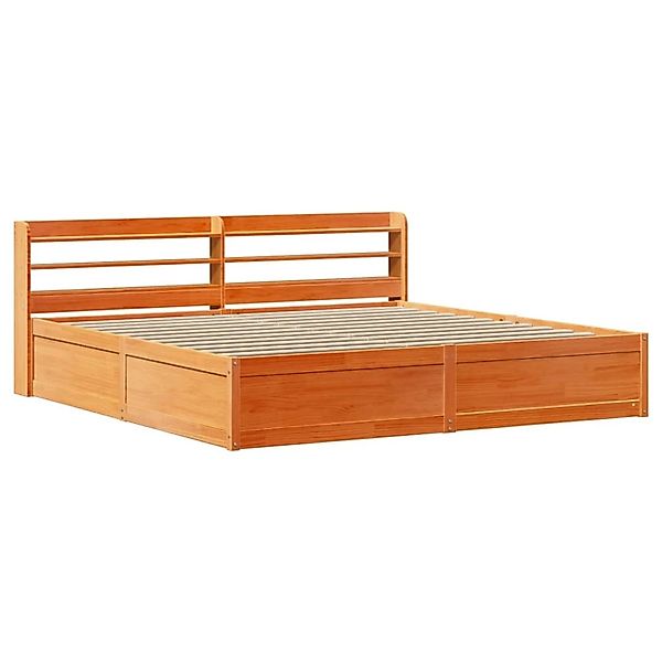 vidaXL Massivholzbett mit Kopfteil Wachsbraun 180x200 cm Kiefer 3307076 günstig online kaufen