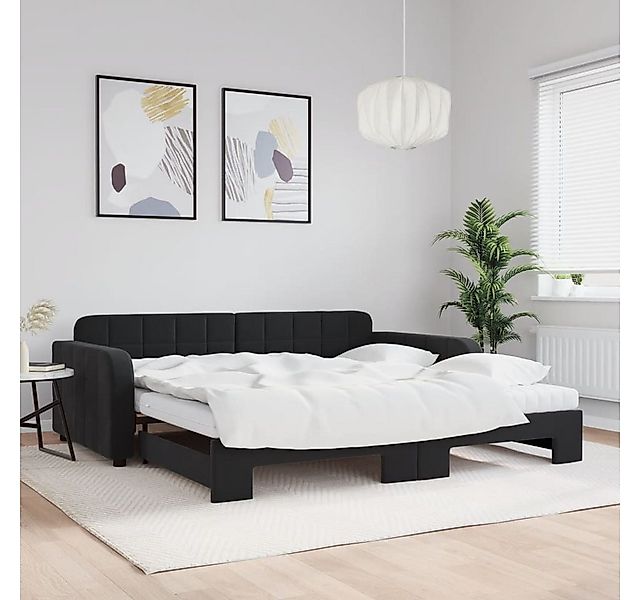 vidaXL Bett, Tagesbett Ausziehbar mit Matratzen Schwarz 100x200 cm Samt günstig online kaufen