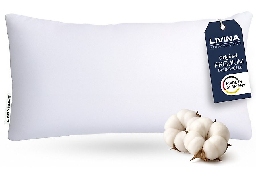 LIVINA HOME Baumwollkissen Premium Kopfkissen, 100% Baumwollbezug, 80x80, 4 günstig online kaufen