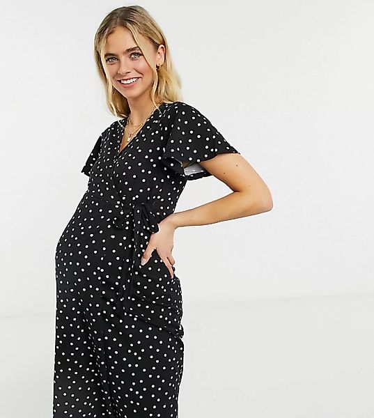 ASOS DESIGN Maternity – Strukturiertes Midi-Wickelkleid mit Fledermausärmel günstig online kaufen