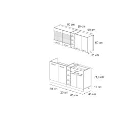Vicco Küchenzeile R-Line, Edelgrau/Goldkraft Eiche, 160 günstig online kaufen