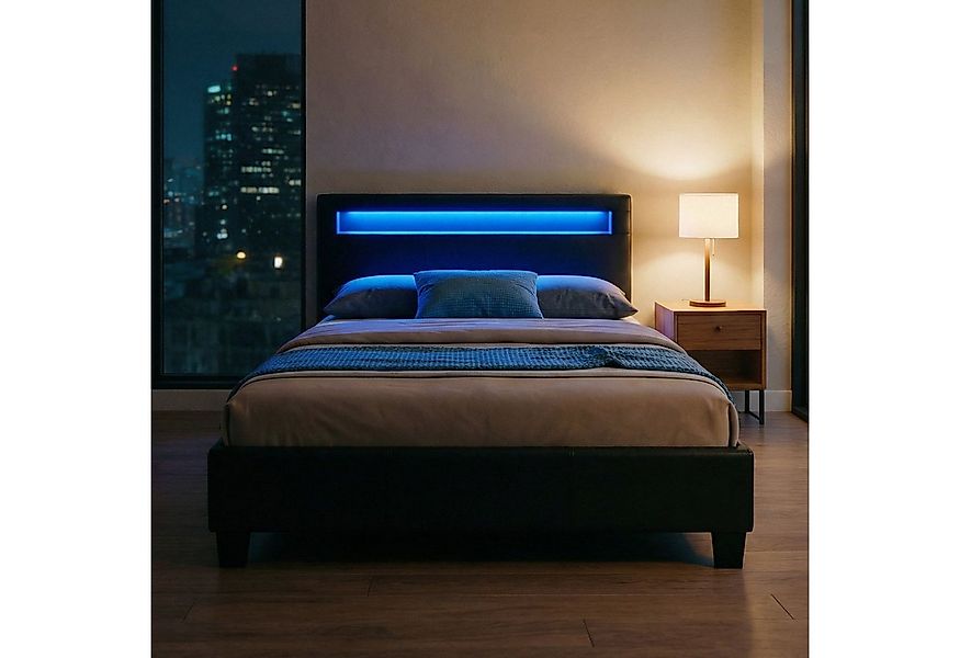 CARO-Möbel Polsterbett MIRASOL, Einzelbett 120x200cm Lattenrost & LED Beleu günstig online kaufen