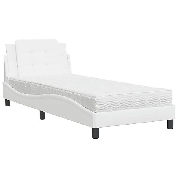 vidaXL Bett Bett mit Matratze Weiß 90x190 cm Kunstleder günstig online kaufen