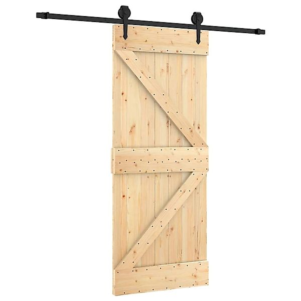 vidaXL Schiebetür mit Beschlag 85x210 cm Massivholz Kiefer 3203228 günstig online kaufen
