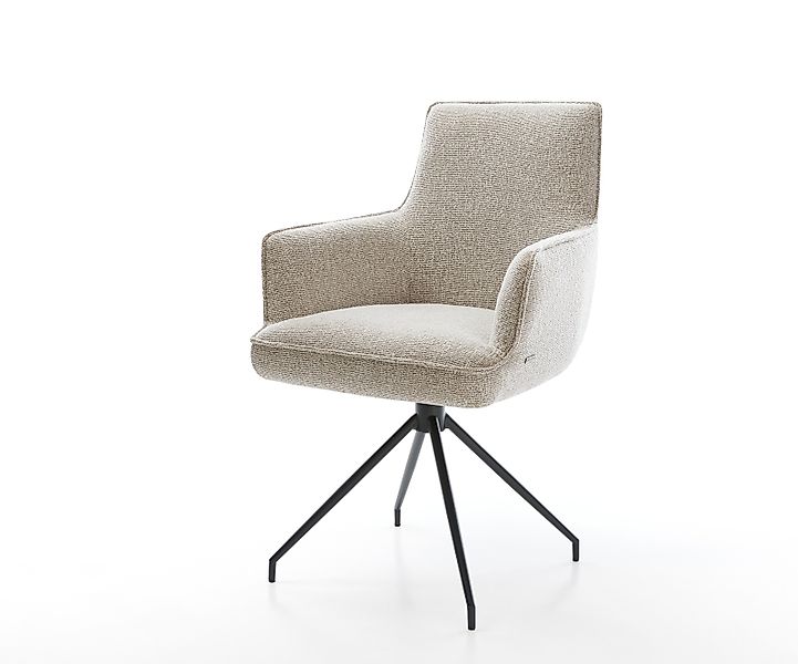 Esszimmerstuhl Heira-Flex mit Armlehnen Webstoff Soft Beige Kreuzgestell ko günstig online kaufen
