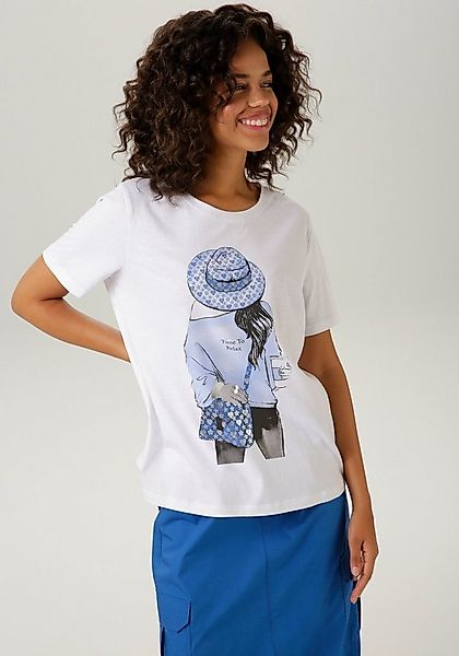 Aniston CASUAL T-Shirt mit silberfarbenem Folienprint verzierter Frontdruck günstig online kaufen