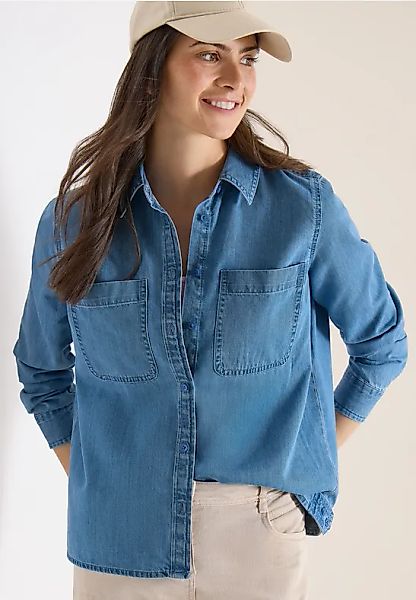 CECIL Bluse mit Hemdkragen im Denim-Look günstig online kaufen