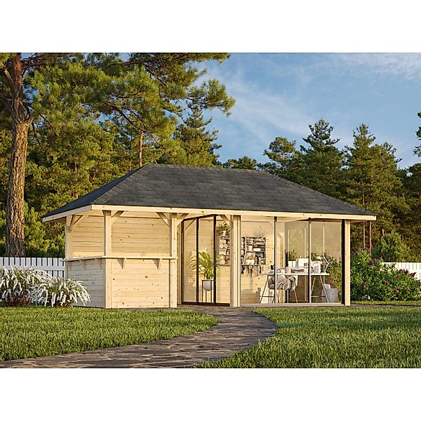 Palmako Pavillon Bianca Set 508 Slide Plus 588 x 300 cm Lackiert Weiß FSC® günstig online kaufen