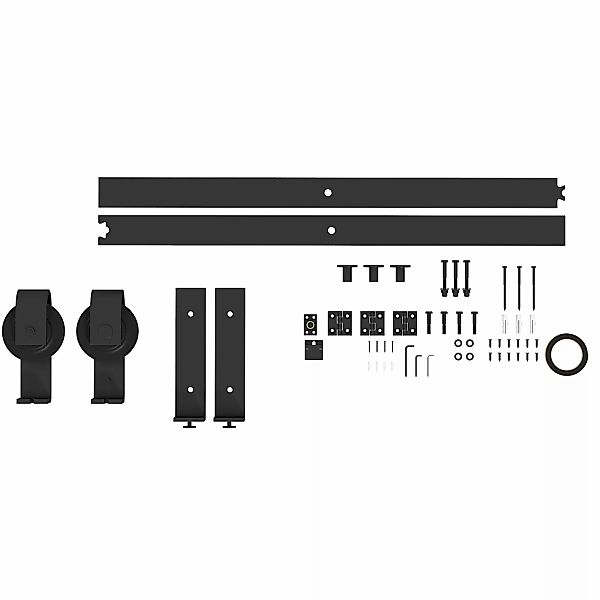 HOMCOM 122 CM Schiebetürbeschlag Set für Falttüren Schwarz system für 2 Tür günstig online kaufen