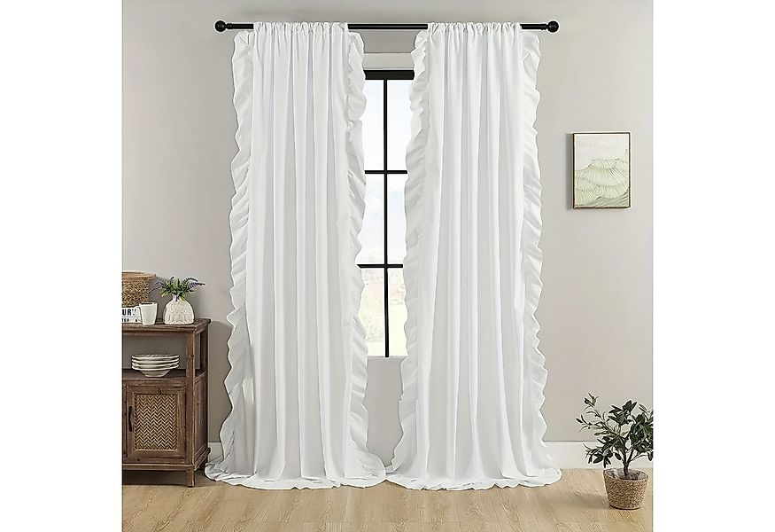 BTTO V&G Gardine Rüschen Fenstervorhang,Boho Gardinen Vorhang mit Volant-Rü günstig online kaufen