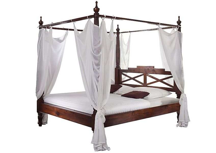 Massivmoebel24 Massivholzbett OXFORD (Himmelbett Akazie 180x200x224 nougat günstig online kaufen