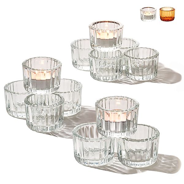 Praknu Teelichthalter Glas Set für Tischdeko günstig online kaufen