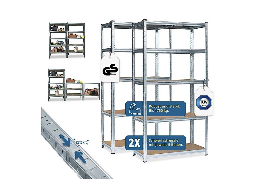 Grafner Schwerlastregal Schwerlastregal Lagerregal 2er Set Regal 10 Böden günstig online kaufen