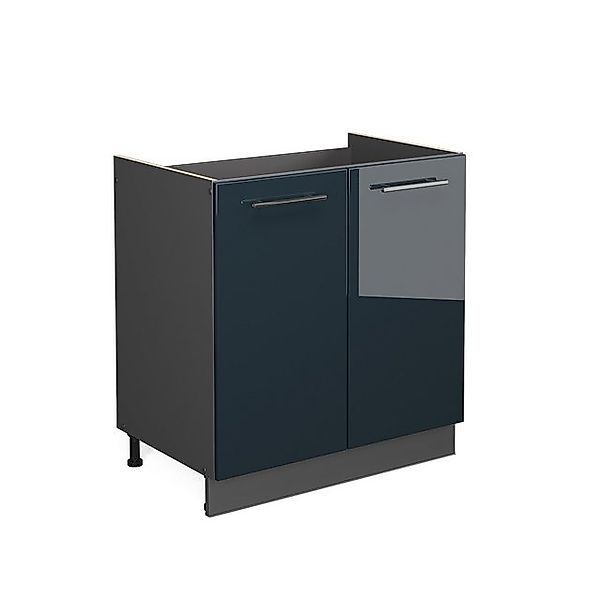 Vicco Küchenunterschrank Fame-Line Dunkelblau Hochglanz/Anthrazit 80 cm mit günstig online kaufen