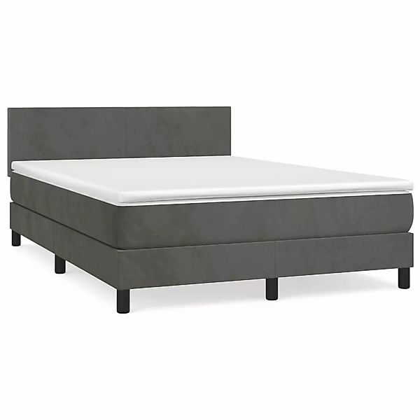 vidaXL Boxspringbett mit Matratze Dunkelgrau 140x200 cm Samt1389849 günstig online kaufen