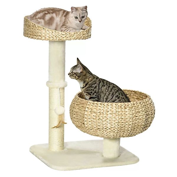 PawHut Kratzbaum mit Katzenbetten natur günstig online kaufen