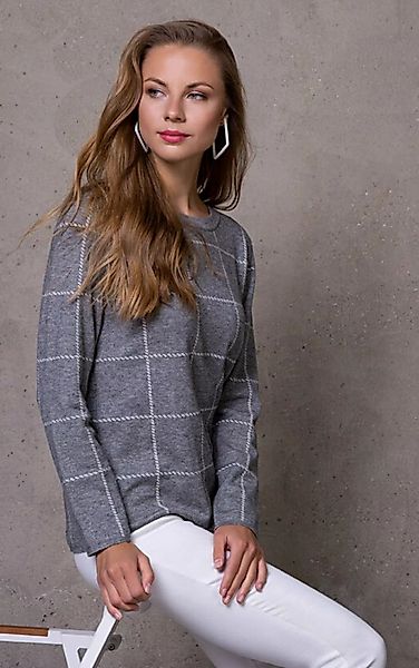 Passioni Strickpullover Zeitloser Pullover mit dezentem Karomuster günstig online kaufen