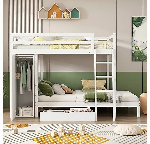 Sweiko Etagenbett, Kinderbett mit Schubladen und Kleiderschrank, 90*200cm günstig online kaufen