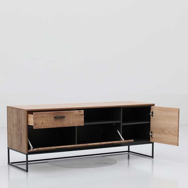 Fernseh Unterschrank im Loft Design Eiche dunkel Optik und Dunkelgrau günstig online kaufen