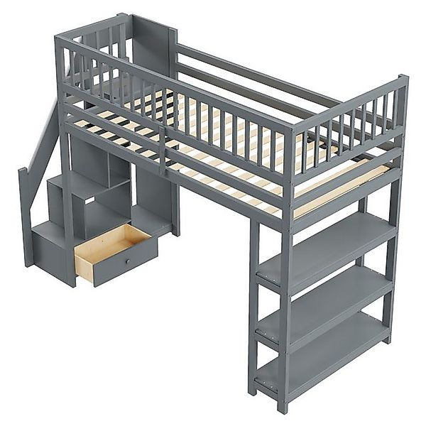 Gotagee Hochbett Kleiderschrank Regalen kletterleiter Holzbett Kinderbett E günstig online kaufen