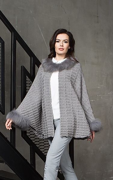 Passioni Poncho aus strukturiertem Strick mit günstig online kaufen