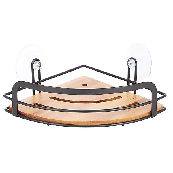 MSV Eck-Duschregal Hiko 21 cm x 21 cm x 9 cm Schwarz-Braun günstig online kaufen